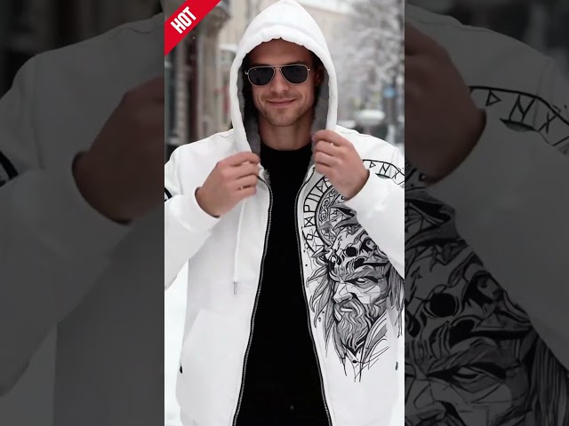 Vídeo relacionado con Chaquetas de invierno para hombre, con impresión digital 3D, personalidad de moda, juvenil, con capucha y cremallera, gris, 3XL