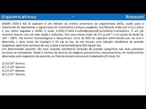 ACAFE 2023-2 Q42 Medicine - Chemical calculations - mole molecules x atoms