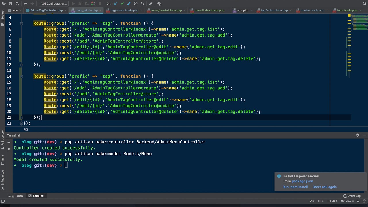 Xây dựng Blog cá nhân bằng laravel - Bài 18 Tạo route cho phần quản lý Menu
