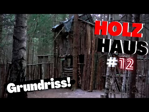GRUNDRISS des Anbaus - Holzhaus #12 - Bushcraft Outdoor Lagerbau Survival Shelter Adventure deutsch