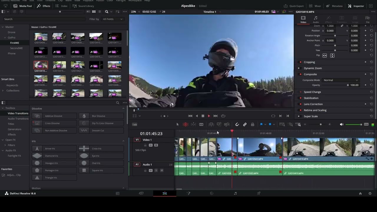 Timelapse of video editing