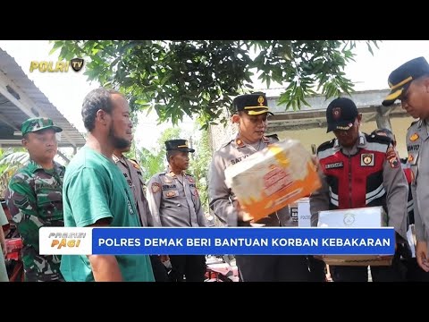 POLRES DEMAK BERIKAN BANTUAN KEPADA KORBAN KEBAKARAN DI DESA WONOSEKAR