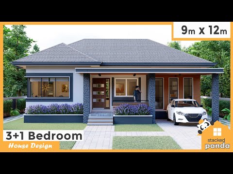 9 by 12 meters (29 by 39 ft), 4 Bedrooms, Modern House Design  (126 square mtr /1356 square ft)