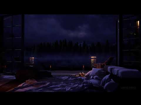 Cozy Lakeside View For Sleeping | With Distant Storm Sounds | Water, Nature & Thunder Sounds | 8Hrs