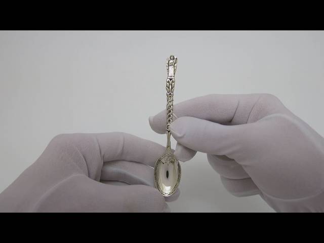 Серебряная ложка с ангелом-хранителем 14лт Видеообзор