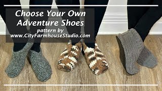 Choose Your Own Adventure Slipper Shoes - Knit, Machine Knit, or Crochet - How To Make