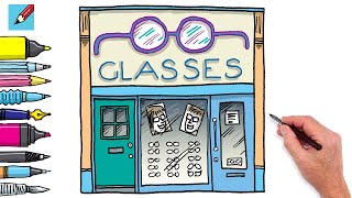 How to Draw an Opticians or Glasses Store Real Easy