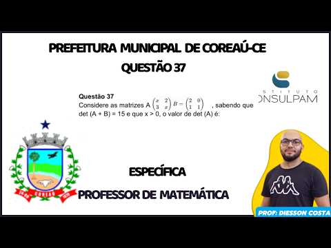 COREAÚ-CE ESPECÍFICA DE MATEMÁTICA QUESTÃO 37 #consulpam #matematica #coreau #ceará
