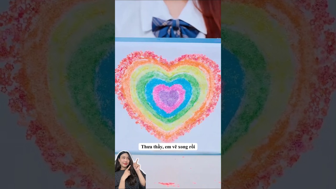 Vẽ trái tim cầu vồng sáng tạo