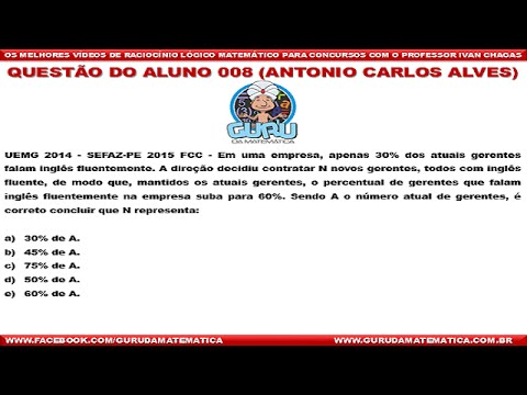 008 - Questão do Aluno - Porcentagem - Matemática (www.gurudamatematica.com.br)