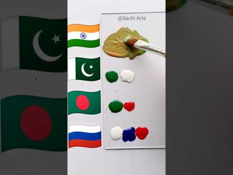 India🇮🇳 Pakistan 🇵🇰 Bangladesh🇧🇩 Russia🇷🇺 Flag Colour Mixing | Independence Day #art #shorts #viral