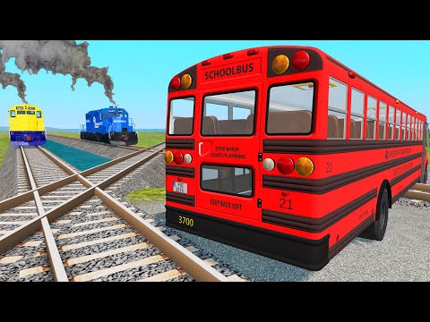 Flatbed Trailer Truck Rescue - Cars vs Rails - Speed Bumps - BeamNG.Drive