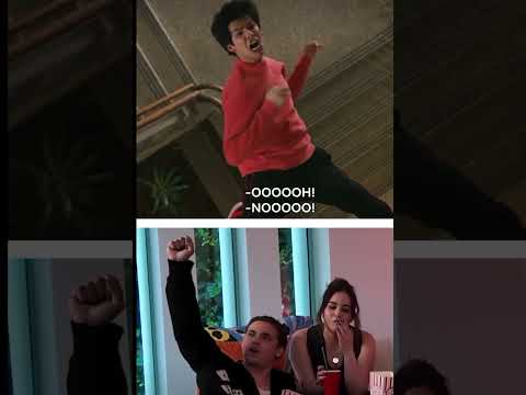 Cast of Cobra Kai react to Robby and Miguel’s fight scene #shorts #cobrakai #funny