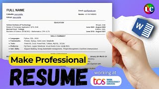 How to build professional resume for freshers | MS Word