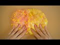 Желтый слайм. 💛💤❄️ Добавляю в слайм косметику, блестки и бусины. 👑 ASMR Slime Video 1080p