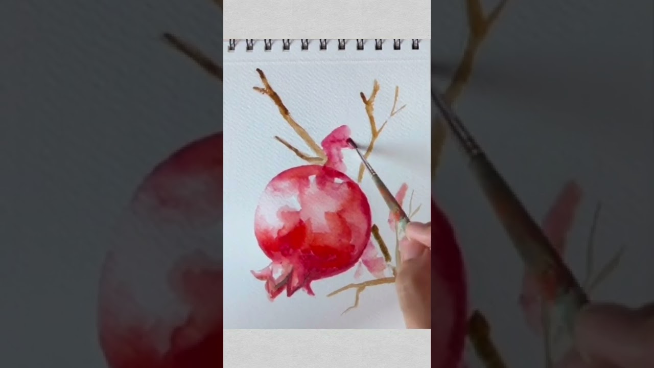 Pomegranate Watercolor Painting | Short Video #shorts