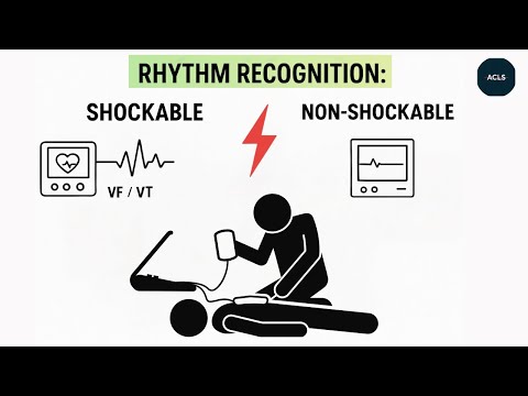 ACLS Rhythm recognition: shockable & Non-shockable rhythms on AED