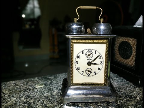 KIENZLE Antique German Rare Carriage Mantel Alarm Clock Early XXth Full Function and Great Look