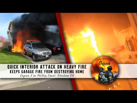 Quick Interior Attack on Heavy Fire Keeps Garage Fire From Destroying Home • Stockton, CA