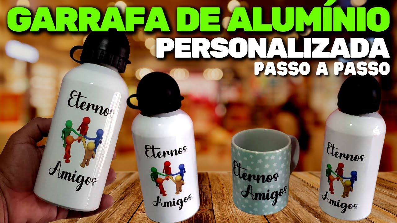 Garrafinha de alumínio Personalizada sublimada / Como fazer garrafa personalizada sublimação