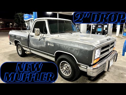 1987 DODGE D150 NEW SIDE EXIT EXHUAST TIP & 2 INCH LOWERING SHACKLES INSTALL!