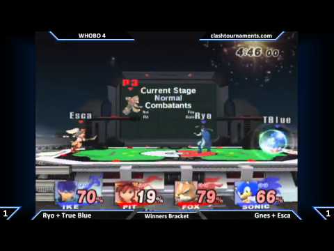 WHOBO 4 - Ryo + True Blue vs Gnes + Esca - Mid Tier - SSBB