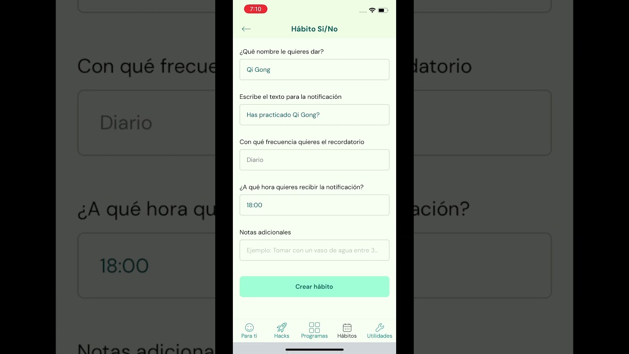 Píldora 12: Crear un hábito de Sí/No | Hacktua App