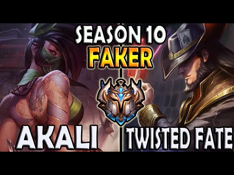T1 Faker AKALI MID vs TWISTED FATE - Lol Ranked Korea ✔️