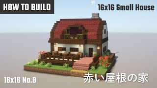 マイクラ建築：赤い屋根の洋風の家の作り方。16x16 No.8【Minecraft】