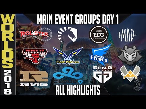 LoL Worlds 2018 Day 1 Highlights Main event Group Stage - ALL GAMES, Standings and MVP