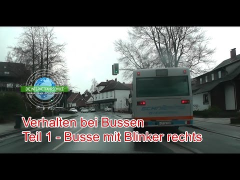 Verhalten bei Bussen Teil 1 - Bus mit Blinker an d. Haltestelle Fahrstunde Prüfungsfahrt
