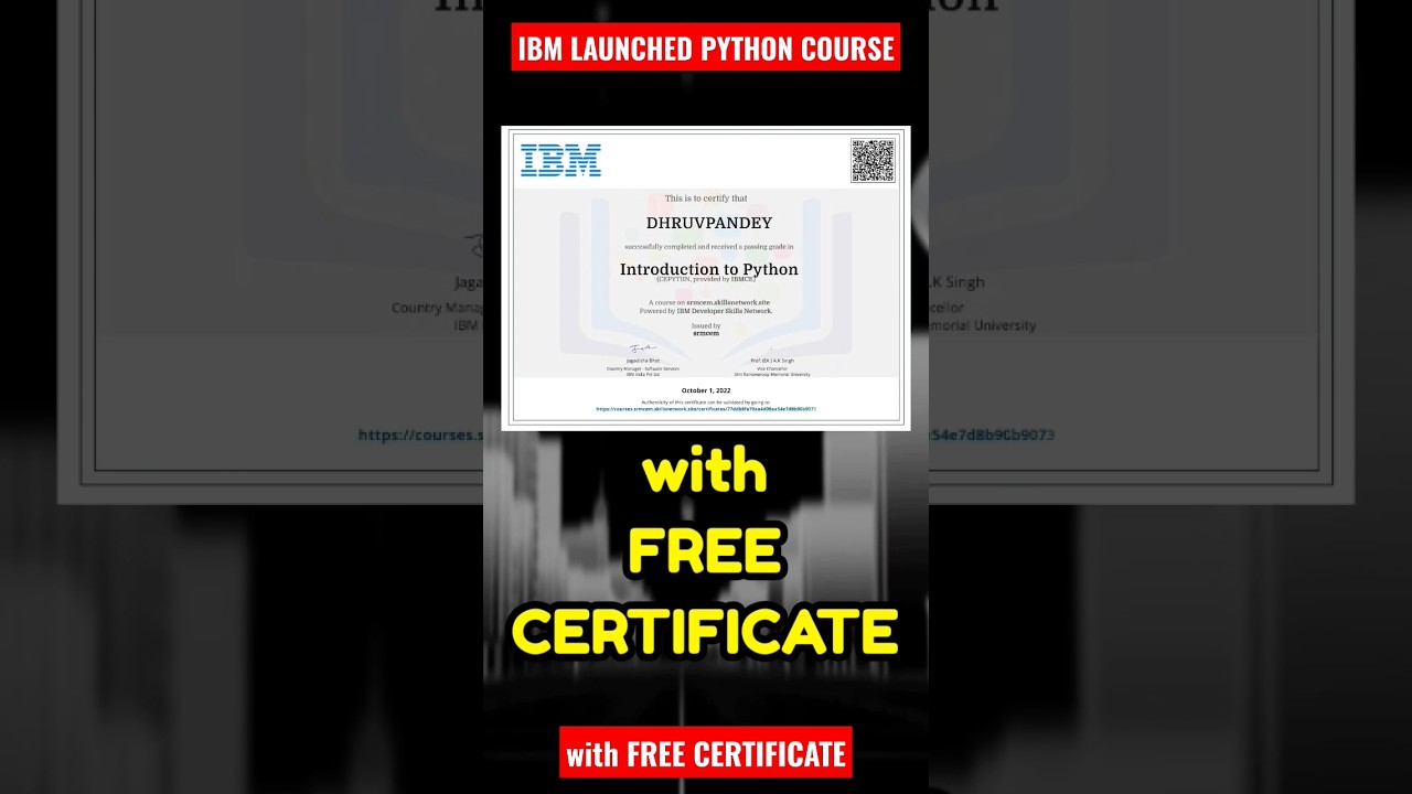 IBM Launched FREE Python Course with FREE Certificate 🔥 #shorts #coding