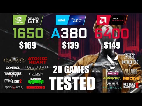 GTX 1650 4GB vs ARC A380 6GB vs RX 6400 4GB | i5 -13600K | 1080p - 20 Games Tested