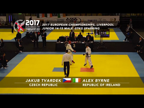 Jakub Tvardek (CZE) v Alex Byrne (IRL) - Junior 14-15 Male -57kg Sparring