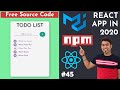 React Project Using Material UI Free Code Create ToDo List App In React In Hindi In 2020 45