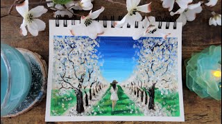 Almond Blossom Painting | Acrylic Painting