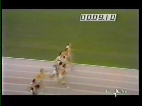 10.27 -1.0 Valeriy BORZOV 100m European Athletics Championships Rome 03.09.1974