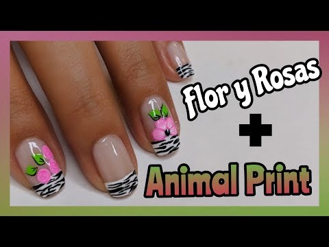 DECORACIÓN DE UÑAS FLOR Y ROSAS | ANIMAL PRINT ♥ NailArt By Andy