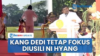 Tingkah Lucu Ni Hyang 'Usili' Dedi Mulyadi saat Upacara HUT ke-80 RI di Bandung, Main Bunga Melati