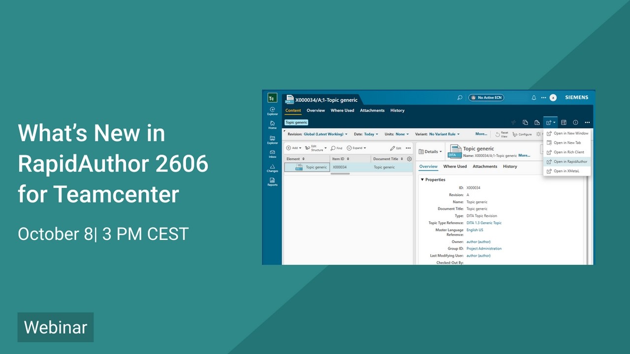 What’s new in RapidAuthor 2606 for Teamcenter webinar