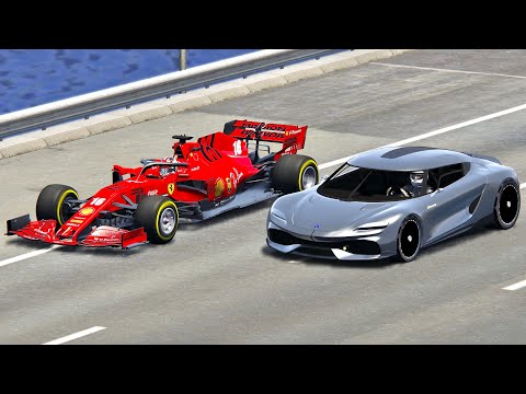 Ferrari F1 2020 VS Koenigsegg Gemera - Drag Race 20 KM