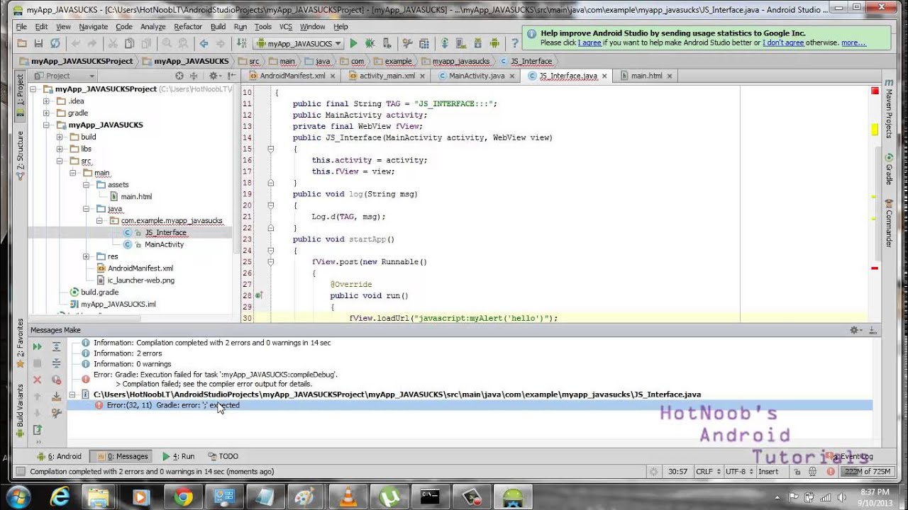 Android Studio App Dev Tutorial Series - Ep 7 P2 - Android Layout Bypass - JS/Java Communication