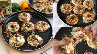 MINI PIZZA ON PAN I WITHOUT OVEN | VEGETABLE MINI PIZZA FOR KIDS I TASTE OF INDIA