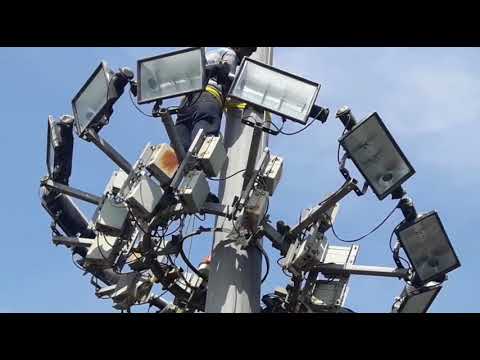 Led high mast lighting installation
