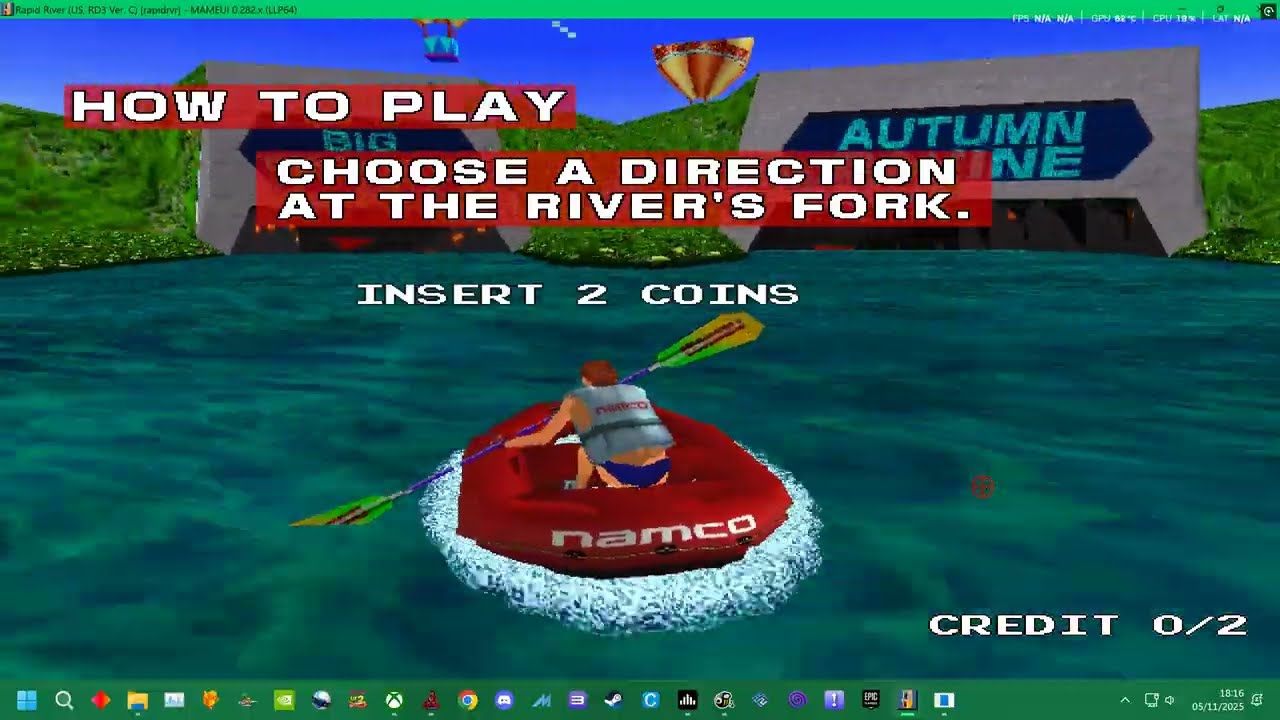 PC ARCADE - MAME 282 - RAPID RIVER 1997- ALL LEFT COURSES ROUTES -  4K UK ARCADES 2025