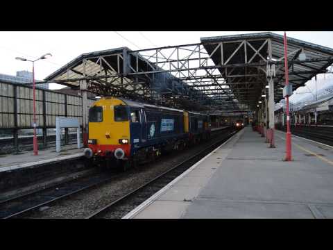 Reinstated DRS 20302 & 20303 depart Crewe, 0Z20 Barrow Hill-Crewe, 09/09/15