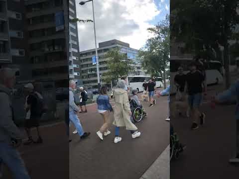 walking on the street of Amsterdam