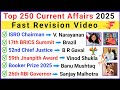Top 250 Important Current Affairs 2025 Last 6 Months Current Affairs 2025 Current GK 2025