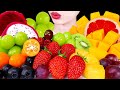 ASMR MUKBANG FRUITS PLATTER 과일먹방 STRAWBERRY DRAGON FRUITS MANGO GRAPE ORANGE KIWI EATING SOU