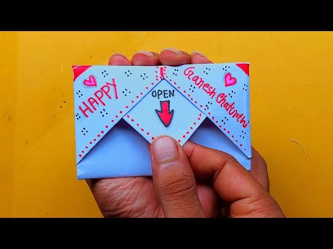 DIY - SURPRISE MESSAGE CARD FOR  Ganesh CHATURTHI  | Lord ganesh drawing / ganesh chaturthi card